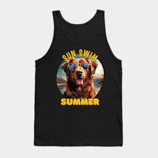 The Golden Retriever Dog's Vacation. Sun Swim Summer. Tank Top